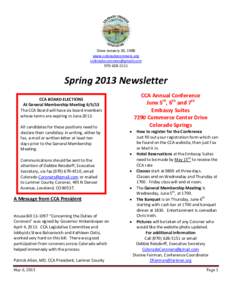 Since January 30, 1988 www.coloradocoroners.orgSpring 2013 Newsletter