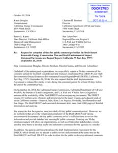 California Energy Commission  DOCKETED 09-RENEW EO-1  October 10, 2014