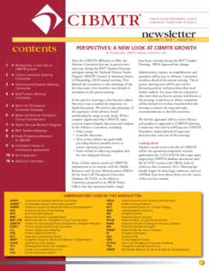 CENTER FOR INTERNATIONAL BLOOD & MARROW TRANSPLANT RESEARCH newsletter VOLUME 17 ISSUE 1 AUGUST 2011