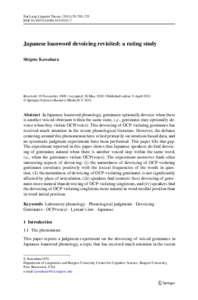 Nat Lang Linguist Theory:705–723 DOIs11049Japanese loanword devoicing revisited: a rating study Shigeto Kawahara