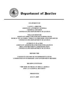STATEMENT OF LANNY A. BREUER ASSISTANT ATTORNEY GENERAL CRIMINAL DIVISION UNITED STATES DEPARTMENT OF JUSTICE WILLIAM HOOVER