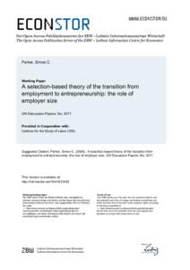 A Selection-based Theory of the Transition from Employment to Entrepreneurship: The Role of Employer Size