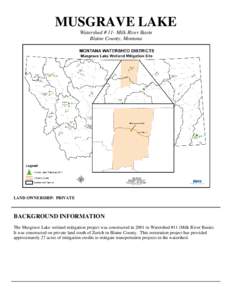 MUSGRAVE LAKE Watershed # 11- Milk River Basin Blaine County, Montana LAND OWNERSHIP: PRIVATE