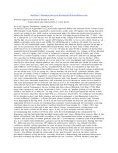 Southern Campaign American Revolution Pension Statements Pension Application of Wade Mosby W3856 Transcribed and annotated by C. Leon Harris State of Virginia, Powhatan County, to wit; On this 19 th day of September 1832