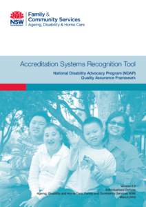 Accreditation Systems Recognition Tool National Disability Advocacy Program (NDAP) Quality Assurance Framework Version 2.0 Individualised Options