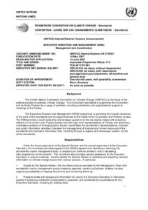 UNITED NATIONS NATIONS UNIES FRAMEWORK CONVENTION ON CLIMATE CHANGE - Secretariat CONVENTION - CADRE SUR LES CHANGEMENTS CLIMATIQUES - Secrétariat ______________________________________________________________________