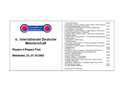 II. Internationale Deutsche Meisterschaft Players 4 Players Tour Weinheim, [removed]. Finale P4P Meister