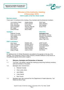 Microsoft Word[removed]Authority paper - item 2 - minutes of Authority meeting  8 December 2010 DRAFT.DOCX