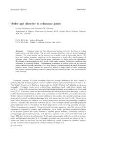 Europhysics Letters  PREPRINT Order and disorder in columnar joints Lucas Goehring and Stephen W. Morris