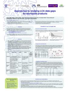 Approaches to bridging LCA data gaps for bio-based products Llorenç Milà i Canals1, Adisa Azapagic2, Gabor Doka3, Donna Jefferies1, Henry King1, Christopher Mutel4, Thomas Nemecek5, Anne Roches5,6, Sarah Sim1, Heinz St