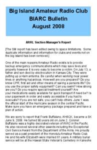 Big Island Amateur Radio Club BIARC Bulletin August 2008