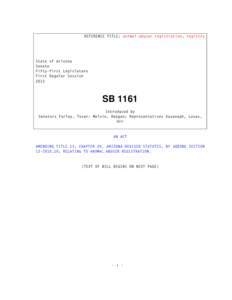 REFERENCE TITLE: animal abuser registration; registry  State of Arizona Senate Fifty-first Legislature First Regular Session