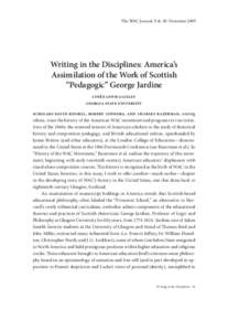 The WAC Journal, Vol. 20: NovemberWriting in the Disciplines: America’s Assimilation of the Work of Scottish “Pedagogic” George Jardine lynée lewis gaillet