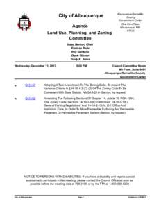 City of Albuquerque Agenda Land Use, Planning, and Zoning Committee  Albuquerque/Bernalillo