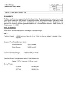 Jo-Carroll Energy Administrative Policy – Rates Policy No. 704 Version: Issue: