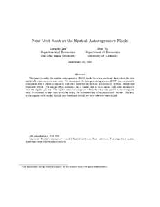 Near Unit Root in the Spatial Autoregressive Model Lung-fei Lee Department of Economics