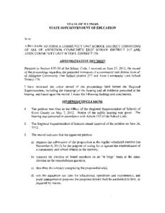 School District Reorganization - November 6, 2012 Election: Abingdon, Avon Administrative Decision