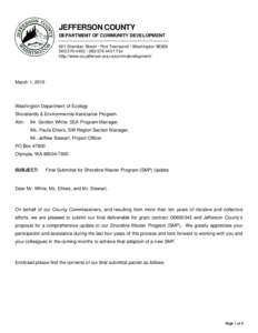 JEFFERSON COUNTY DEPARTMENT OF COMMUNITY DEVELOPMENT 621 Sheridan Street x Port Townsend x Washington[removed]4450 x[removed]Fax http://www.co.jefferson.wa.us/commdevelopment/