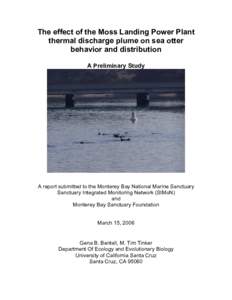 Sea Otters and the Moss Landing Thermal Plume: Preliminary Study