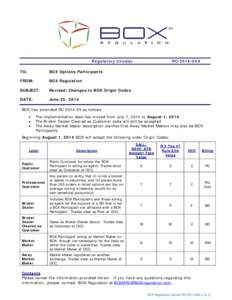 Regulatory Circular TO: BOX Options Participants  FROM: