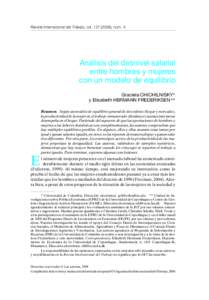 Revista Internacional del Trabajo, vol[removed]), núm. 4  Análisis del desnivel salarial entre hombres y mujeres con un modelo de equilibrio Graciela CHICHILNISKY*