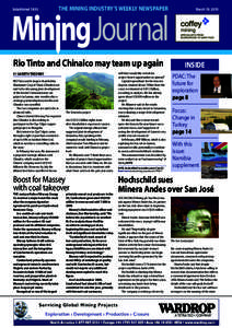 Established[removed]THE MINING INDUSTRY’S WEEKLY NEWSPAPER Rio Tinto and Chinalco may team up again BY GARETH TREDWAY