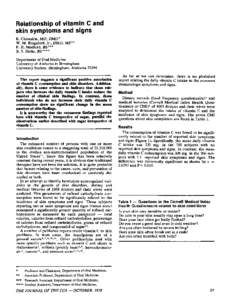 Relationship of vitamin C and skin symptoms and signs E. Cheraskin, MD, DMD * W. M. Ringsdorf, Jr., DMD, MS** F. H. Medford, BS*** B. S. Hicks, BS****