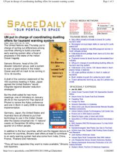 UN put in charge of coordinating duelling offers for tsunami warning system  Page 1 of 3 SPACE MEDIA NETWORK