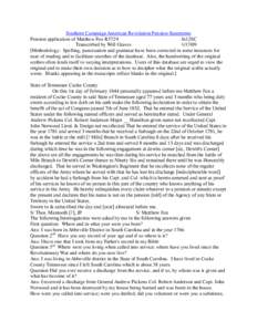 Southern Campaign American Revolution Pension Statements Pension application of Matthew Fox R3729 fn12SC Transcribed by Will Graves[removed]Methodology: Spelling, punctuation and grammar have been corrected in some inst