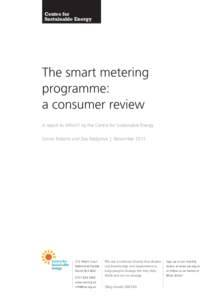 Centre for Sustainable Energy The smart metering programme: a consumer review