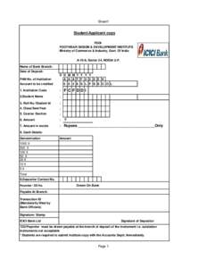 Sheet1  Student/Applicant copy FDDI FOOTWEAR DESIGN & DEVELOPMENT INSTITUTE Ministry of Commerce & Industry, Govt. Of India