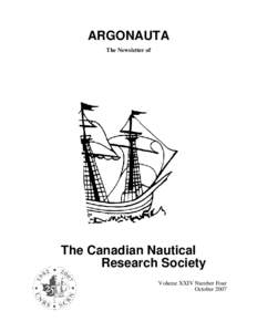 ARGONAUTA The Newsletter of The Canadian Nautical Research Society Volume XXIV Number Four