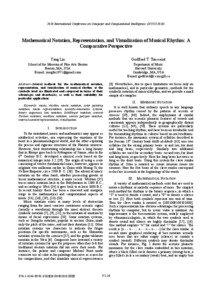 2010 International Conference on Computer and Computational Intelligence (ICCCI[removed]Mathematical Notation, Representation, and Visualization of Musical Rhythm: A