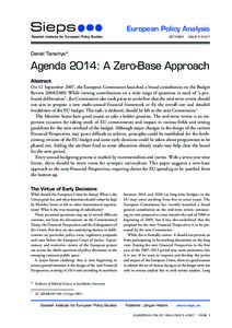 European Policy Analysis OCTOBER · ISSUE[removed]Daniel Tarschys*  Agenda 2014: A Zero-Base Approach