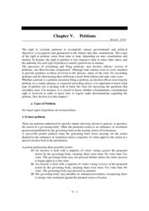Chapter V.  Petitions Revised[removed]The right to circulate petitions to accomplish various governmental and political