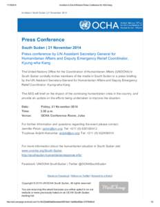 [removed]Invitation to End of Mission Press Conference for ASG Kang Invitation | South Sudan | 21 November 2014