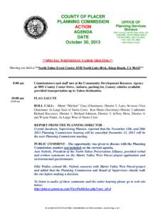 COUNTY OF PLACER PLANNING COMMISSION ACTION AGENDA DATE October 30, 2013