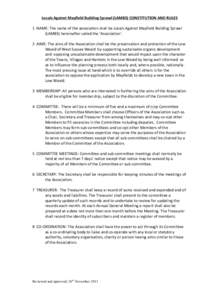 Locals	
  Against	
  Mayfield	
  Building	
  Sprawl	
  (LAMBS)	
  CONSTITUTION	
  AND	
  RULES	
    	
   1	
  	
  NAME:	
  The	
  name	
  of	
  the	
  association	
  shall	
  be	
  Locals	
  Against	