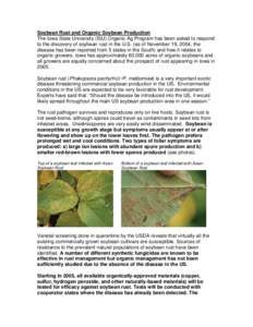 Soybean Rust and Organic Soybean Production