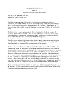 United States Securities and Exchange Commission / Financial system / 73rd United States Congress / Financial services / Securities Exchange Act / Broker-dealer / U.S. Securities and Exchange Commission / Securities and Exchange Commission / Form 144 / United States securities law / Financial economics / Finance