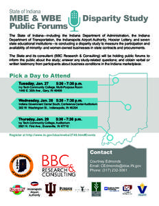 State of Indiana  MBE & WBE Public Forums  Disparity Study