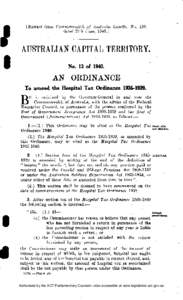 [Extract from Commonwealth of Australia Gazette, No. 120, dated 27th June, 1940.J AUSTRALIAN CAPITAL TERRITORY. No. 13 of 1940.