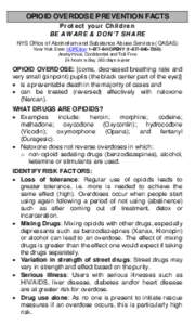 OPIOID OVERDOSE PREVENTION FACTS