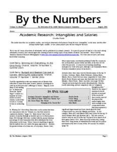 By the Numbers Volume 16, Number 3 The Newsletter of the SABR Statistical Analysis Committee  August, 2006