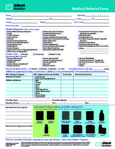 Medical Referral Form Name__________________________________________________________________ Birthdate__________________________ / /