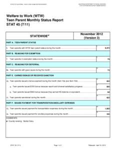 CALIFORNIA DEPARTMENT OF SOCIAL SERVICES DATA SYSTEMS AND SURVEY DESIGN BUREAU STATE OF CALIFORNIA - HEALTH AND HUMAN SERVICES AGENCY  Welfare to Work (WTW)