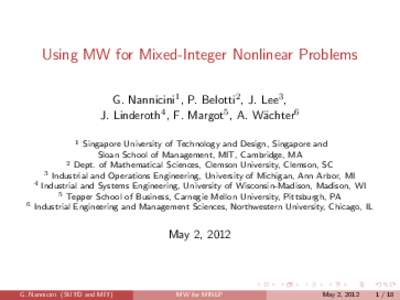 Using MW for Mixed-Integer Nonlinear Problems