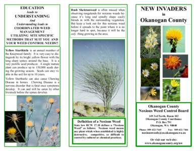Biology / Land management / Noxious weed / Weed / Centaurea solstitialis / Noxious / Chondrilla juncea / Cirsium arvense / Bangasternus orientalis / Invasive plant species / Garden pests / Agriculture