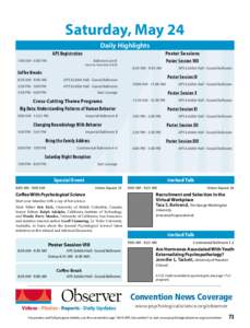 Saturday, May 24 Daily Highlights Poster Sessions Poster Session VIII  APS Registration