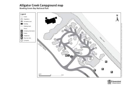 Alligator Creek campground, Bowling Green Bay National Park map